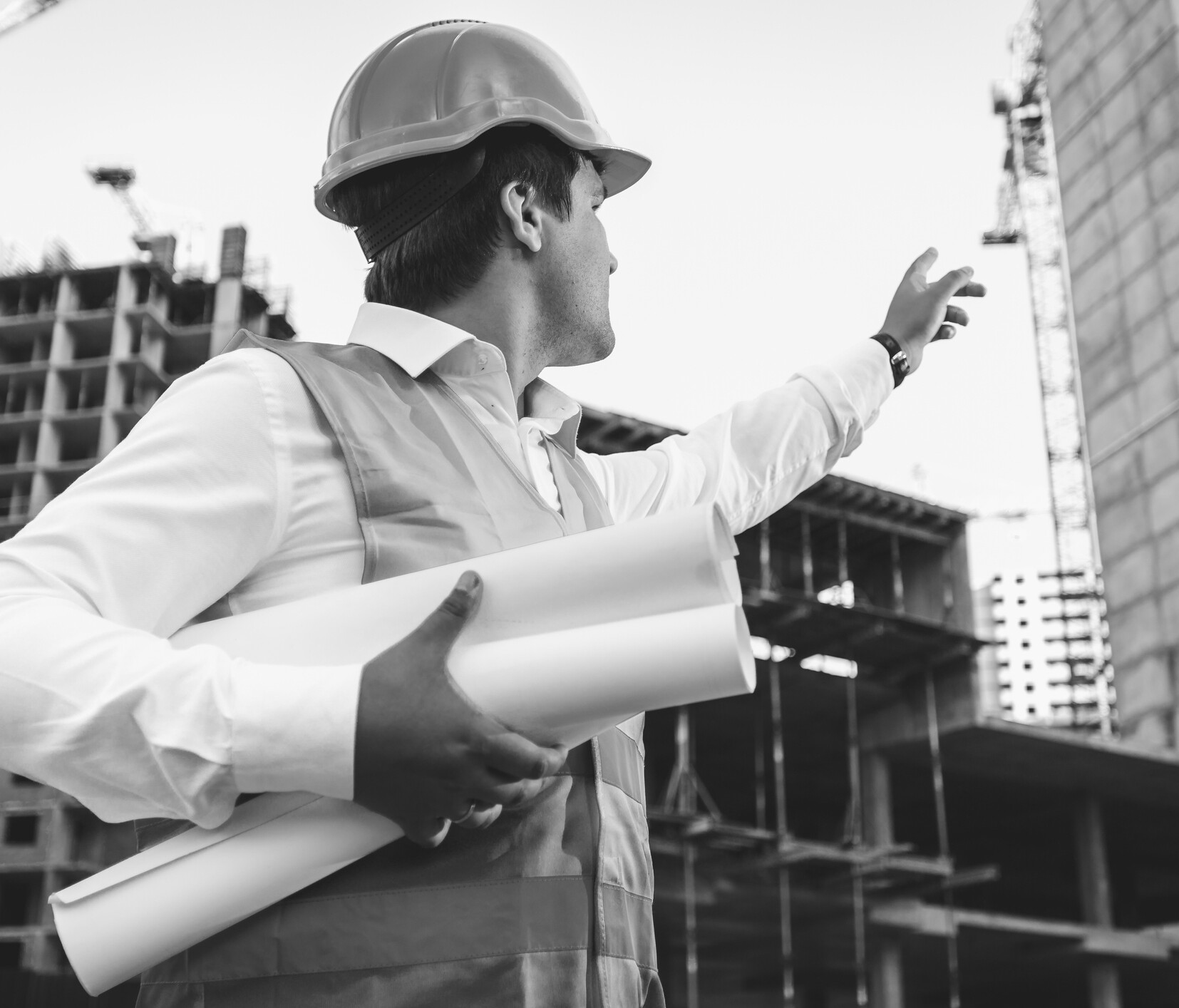 Man looking at construction site